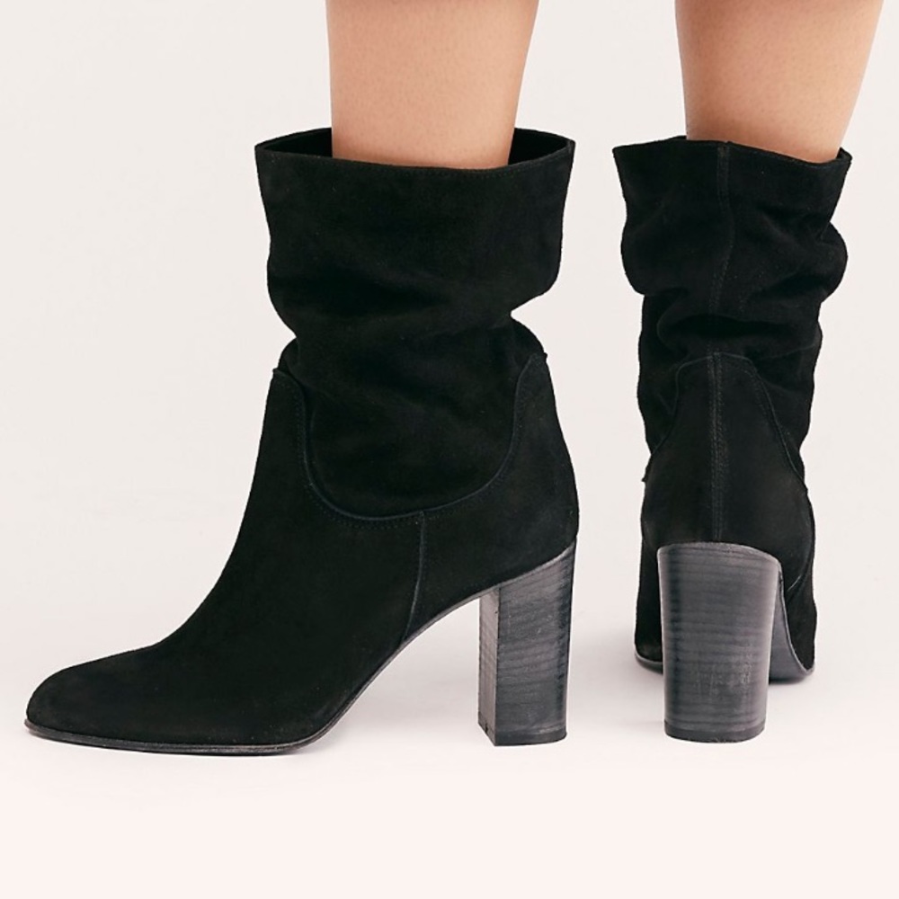 FREE PEOPLE - Dakota Heel Boots in Black Suede EUC Size 39/9 - Picture 4 of 13